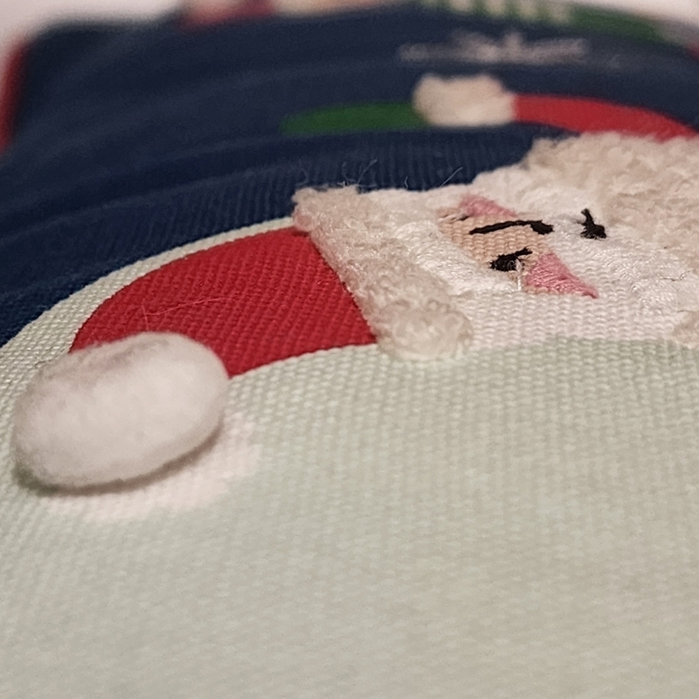 🎅Christmas Embroidered Santa Lumbar Throw Pillow 19x11" Blue Wondershop Holiday - Picture 4 of 10